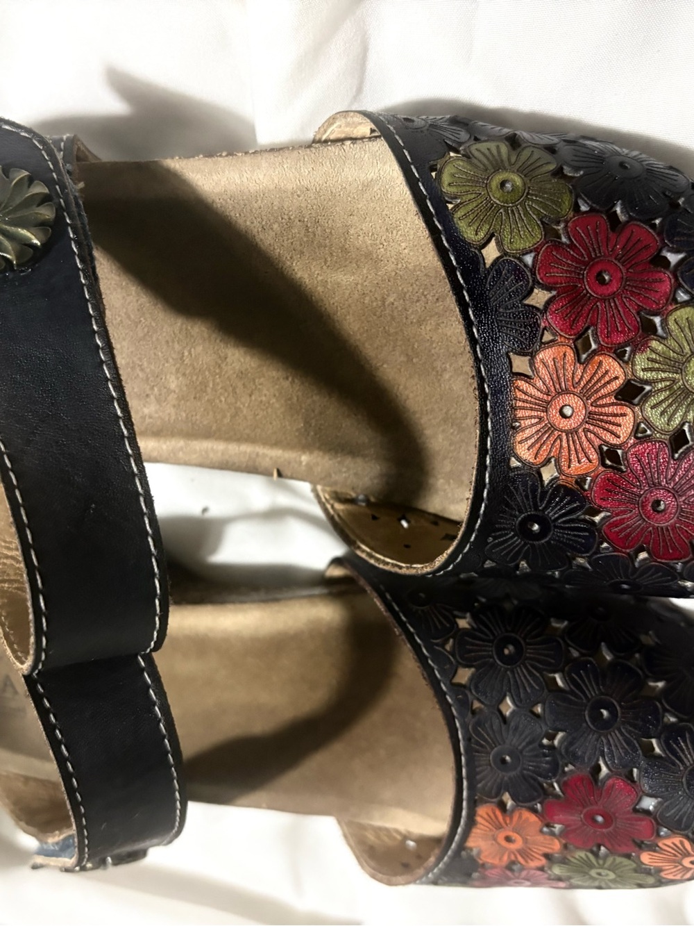 L'Artiste Spring Step Women’s Sandals Size 35 (US 5) “Spikey Blum” Floral Wedge - Picture 6 of 12